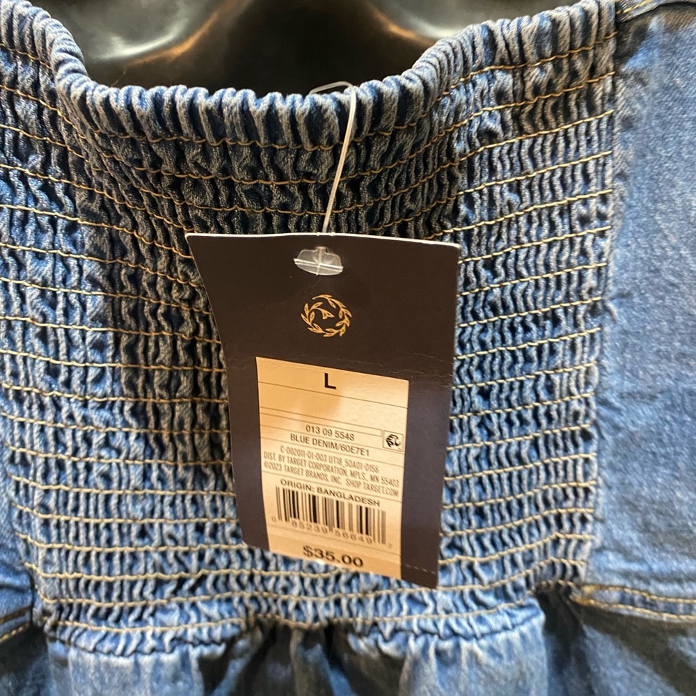 Universal Thread Blue Denim Midi Button-Front Dre… - image 5